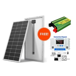 Solarmax 250W  Solar Panel Monocrystalline Solar Panel + Free 30A Solar Charge Controller +  Free 1000 Watts Solar Inverter DC to AC 1000W Inverter