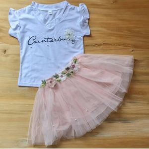 Two piece white and pink skirt set