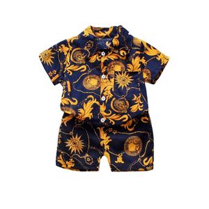2-3-year-old Yellow Floral Boys' Set Shirt+shorts Two-piece Set 