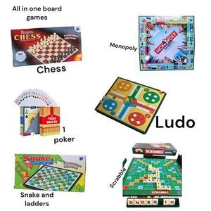 6-in-1 Board Game Set – Chess, Ludo, Monopoly, Scrabble, Poker, Snakes & Ladders / Single Separate Boards