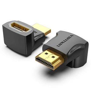Vention HDMI 270 Degree Male to Female Adapter, Black – Right-Angle HDMI Extension Adapter for TV, Monitor, Projector & Space-Saving Cable Management