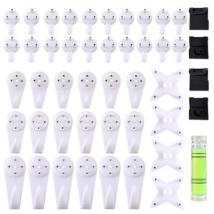 24Pcs Plastic White Non-Trace Wall Picture Hooks Invisible Traceless  Picture Photo Frame Hanger 