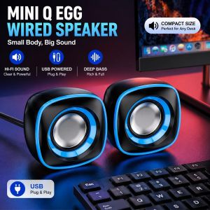 Mini Cute Q Egg Wired USB Speaker, Portable Desktop Audio Speaker for PC, Laptop, Office & Home