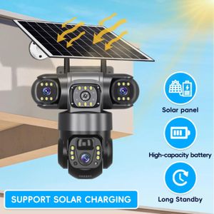 V380 pro outdoor solar powered cctv PTZ camera wifi enabled hd night vision camera low power consumption cloud data storage, solar powered outdoor security CCTV camera