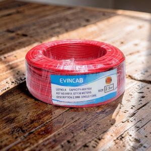 Evin Red 2.5mm Single Core Tangle-free Coil High Durability Wiring Cable 