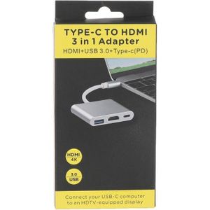 USB Type-C to HDMI 3.1 4K Audio & Video Multiport Adapter with USB 3.0 Port and Charging Port (Silver