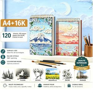 Art Sketchbook (Pack of 2, 120 Sheets Total) —Notepad/ Hand Drawn Picture Book/Drawing Book