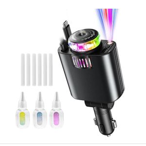 Starlight Car Charger,45W Fast Charging Adapter,5 in 1 Retractable Starry Stars Projection Car Chargers,Charger Adapter Cars Aromatherapy Diffuser for Essential Oils, Cars USB Cable