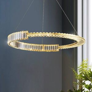 Modern "C-Ring" Crystal Pendant Light