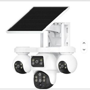 Intelligence  Outdoor 4-Lens 3-PTZ Solar Camera, 4-Image Wide View, Dual Solar Ports, Adjustable Angle, Durable Premium Housing for Global Use BP19 DL 4 Lens Solar Outdoor Camera Pan-Tilt Function Wide Angle Night Vision