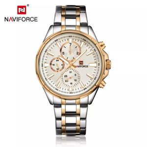 Naviforce Men Chronograph Date Week 24hour Display Metallic Watch