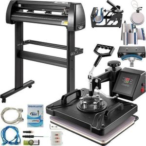 Complete Branding Business Bundle Professional 8 in 1 Heat Press and 2 feet Plotter Kit for Small Businesses startups