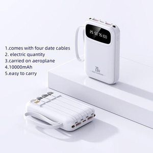 Power Bank 10000mAh Large Capacity Comes With Cable Small Portable Mobile Power Supply.