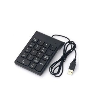 Mini USB keyboard with cable, 18-key numeric keypad for billing, plates, laptops, Android notebooks, and tablets.