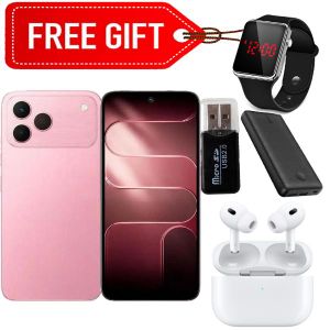 Tecno Spark 50 4G, 6.78" 120Hz Refresh Rate, 256GB ROM + 8GB RAM, 7000mAh Battery 50MP Camera - Pink + Led Watch + Card reader + Power bank & LED Watch