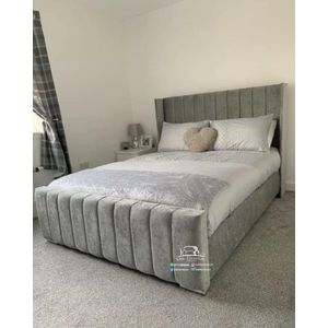 5by6  upholstered grey velvet bed
