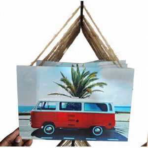 Pixie Retro Volkswagen Camper Van Wooden Wall Plaque – Summer Beach Vibes Home Decor