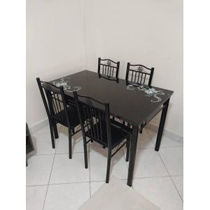 4 Seater Glass Dining Table Set