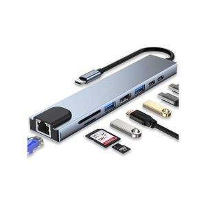 8-in-1 USB-C Docking Station Type-C Multiport Adapter