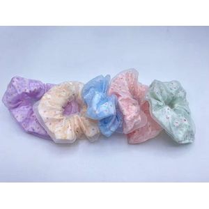 Sheer Organza Floral Scrunchies Random Color 