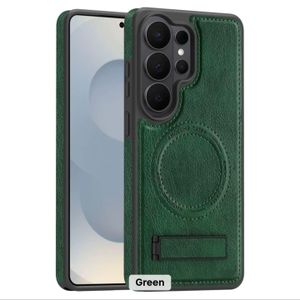 Samsung Galaxy S24 ultra case with stand luxury business Genuine leather MagSafe kickstand case