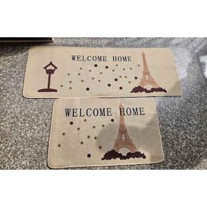 Set of 2 Piece nonslip kitchen floor mat  includes a runner rug and a smaller rectangular mat. 