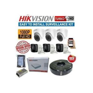 Hikvision 6 Stunning Image Quality 1080P Full HD 2MP Hybrid CCTV Cameras With Audio Voice Recording Capabilities Complete System Kit-100M RG59 Cable+ 1TB HDD