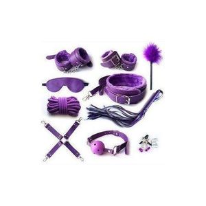 10pcs Pack Bondage Restraints BDSM Adult Sex Toys PU Leather Fetish Set Role Play Bed Game Handcuffs Mouth Ball Gag Foreplay Gift for Women Men Couples