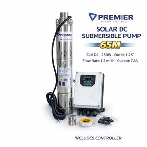 Premier 24V Solar DC Submersible Pump 250W 65M Head with Controller