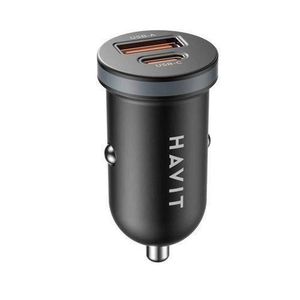 Havit CC2043 30W Type C & USB dual port car charger - BLACK