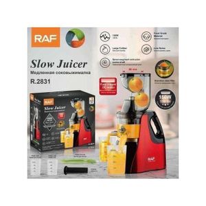 RAF  Slow Juicer - 150W Slow Juice Extractor for Whole Fruits with a Large 80mm Inlet and Anti-Drip Function. 400ml Juice Jug and 400ml Pulp Collector. For Freshly Squeezed Juices - RED