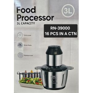 RN 39000 3L Stainless Steel Food Processor & Turbo Chopper – Sharp Blade, SUS304 Bowl