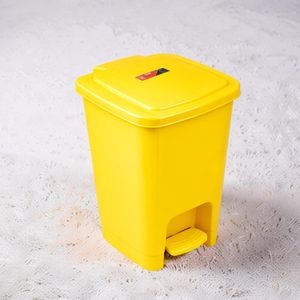 30L Yellow Hard Plastic UV Resistant Outdoor Use Step Pedal Waste Garbage Dust Bin