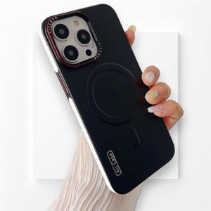 Apple iPhone 13 Pro Luxury Matte Leather Magnetic Aircase – MagSafe Wireless Charging Compatible Shockproof Bumper Cover, Soft Leather Anti-Scratch Protective Phone Case (Blackish)