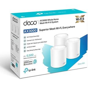 TP Link Deco X50 AX3000 Whole Home Mesh Wi-Fi 6 System – 3-Pack, High-Speed Dual-Band Mesh Router, Up to 6,500 sq. ft. Coverage, Gigabit Ethernet, Seamless Roaming