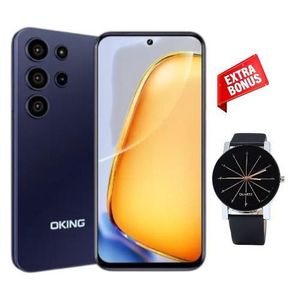 Oking Ok S25 ultra 64gb ROM + 5GB (2+3GB) extended RAM, 13MP+8MP ultra camera, 5000mAh real battery 6.67" Inch Display HD, + in cell punch hole screen, Android phone with side mounted fingerprint (Web Watch)  - Black