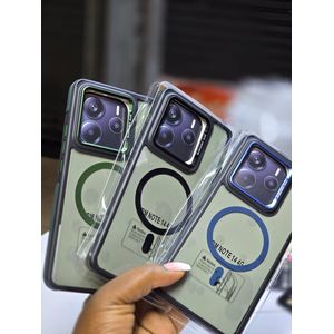 Transparent Magnetic Phone Case for Redmi Note 14 – MagSafe Compatible, Shockproof Hybrid Design with Full Protection (Black)