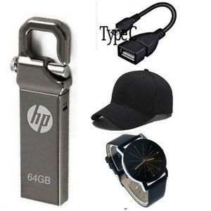 HP 64GB USB Flash Drive - Grey, Metal, OTG, High Speed