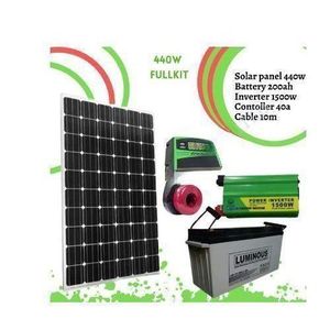 Sunnypex 440w Watts Solar Panel Full Kit System+200Ah Solar Battery +1500W Solar Power Inverter +40Ah Solar Charge Controller +10M Cable