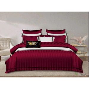  Cotton Stripped Duvet cover sets 2 pcs  pillowcases, 1 pc bedsheet , 1 pc Duvet cover size 6 by 6
