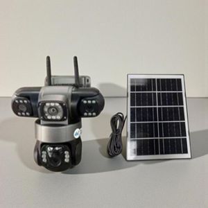 Easy to Install waterproof and durable Smart Home Security from V380 Pro 4G Sim card PTZ Rotating Triple Lens Three Lens Three screens 20MP Ultra HD 16X Zoom Colored Night Vision Outdoor Security Solar CCTV Camera