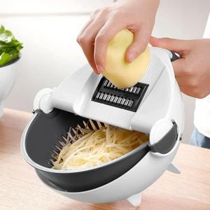 Household Multifunctional Vegetable Cutter 9in1 Vegetable Scrubber Draining Basket Kitchen Vegetable Salad Grater God Knife