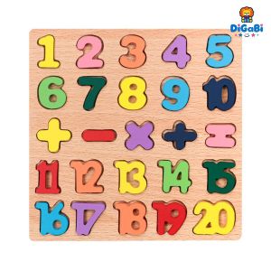 Digabi Wooden Puzzles for Toddlers, Alphabet Puzzle and Number Puzzle, Preschool Educational Learning Toys with Chunky Wood 123 Puzzle Board, for Girls Boys Kindergarten