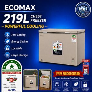 Ecomax 219L Large Chest Freezer, 3 Star Energy Saving Deep Freezer for Home & Business - Gold