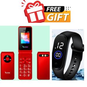Bontel  A600,,,1.77' Mobile Phone (Dual Sim) Flip Phone color red plus strap watch