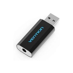 Vention  4 Pole USB External Sound Card - Black, USB 2.0, 3.5mm TRRS, Plug & Play