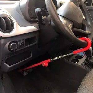 Outdoor Security Indoor Security High Strength Anti Theft Lock for Vehicles Universal All Vehicles Anti-Theft Security Car Steering Wheel Lock Brake Clutch Lock Retractable Locking Hook Device with 3 Keys