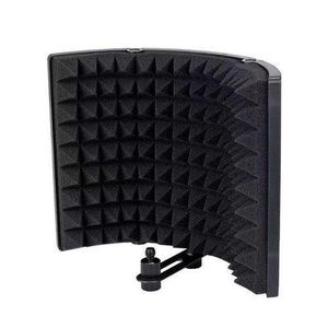 Foldable Studio Microphone Shield 3 Panel Adjustable Microphone Shield Isolation Reflection Filter Vocal Booth For Recording