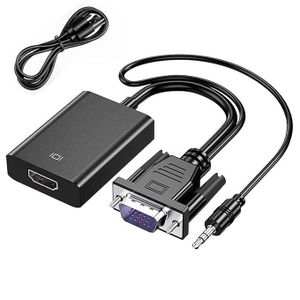 Bn VGA to HDMI Converter Adapter with Audio Support 1080P HDTV and USB Cable for Power Supply Supported for TV, Computer, Projector, Laptop, DVD, AV. Black.