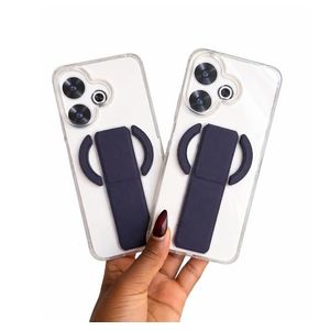 XIAOMI Redmi 13 Back Cover Clear, Transparent, Colorless Premium with FLEXIBLE MAGNET HAND GRIP/ Stand Support Phone Case/ Cover